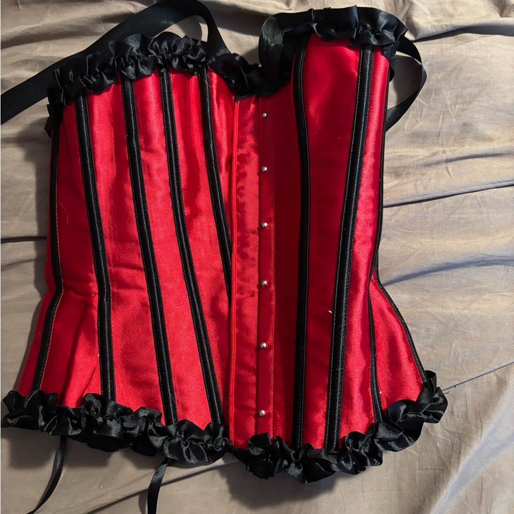 Red and Black Corset Top